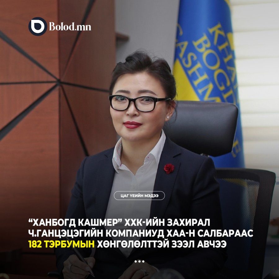 "Ханбогд кашмер" ХХК-ийн захирал Ч.Ганцэцэгийн компаниуд ХАА-н салбараас 182 тэрбумын хөнгөлөлттэй зээл авчээ